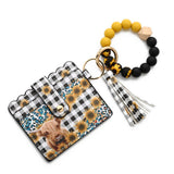 Western Bull Card Wallet With Beaded Keychain_Cwab4948