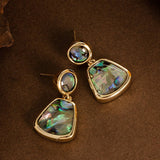 SILVER NEEDLE EARRINGS WITH NATURAL ABALONEPENDANT_CWMM4292