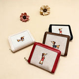 Cute Embroidered Dachshund Zip Bifold Wallet_Cwab06201