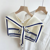 KNIT KNOT SHAWL STRIPED COLLAR WRAP FOR WOMEN_CWASC0848