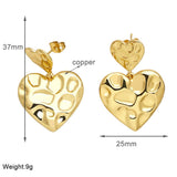 IRREGULAR GOLD PLATED HEART SHAPED PENDANT EARRING_CWAJE1027