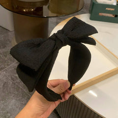 BLACK BUBBLE WRINKLED WIDE BRIM HEADBAND_CWAHA2561