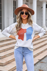 Pullover With Bow Color Matching Sweater