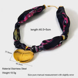 Stainless Steel Ceramic Flower Ribbon Necklace_Cwaje05615