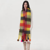 STRIPED PLAID WARM FRINGED SHAWL SCARF_CWASC0337