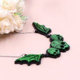 HALLOWEEN GOTHIC SKULL BAT NECKLACE_CWAJE1970