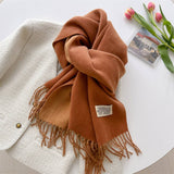 DOUBLE SIDED FAUX CASHMERE SCARF SOLID COLOR SHAWL_CWASC0968