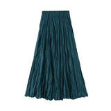 RUCHED PLEATED A LINE MIDI SKIRT_CWBMS0384
