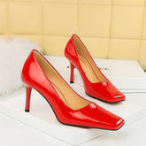 SIMPLE SHALLOW SQUARE TOE HIGH HEELS_CWSHH0113