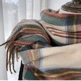 PLAID WINTER SCARF VINTAGE TASSEL SHAWL FOR WOMEN_CWASC1473