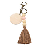 ROUND WOODEN BEADED TASSEL KEYCHAIN_CWMM1560
