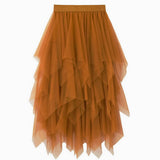 10 COLORS ELASTIC WAIST TIERED TULLE MESH SKIRT_CWBLS0396