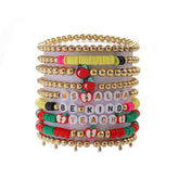 LOVE APPLE LETTER SOFT CLAY ELASTIC BRACELET SET_CWMM3537