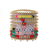 LOVE APPLE LETTER SOFT CLAY ELASTIC BRACELET SET_CWMM3537