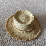 SUMMER RAFFIA DECORATED STRAW HAT FOR WOMEN_CWAH3568