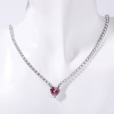 Womens Exquisite Stainless Steel Zircon Necklace_Cwmm3759