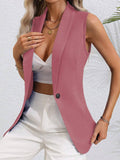 Solid Color Single Button Sleeveless Vest Coat
