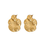 18K GOLD PLATED STEEL SUNFLOWER STATEMENT EARRINGS_CWMM8926