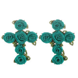 HANDMADE FABRIC FLOWER CROSS EARRINGS CHIC LOOK_CWMM6261