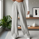 V-Shaped High-Waisted Patchwork Wide-Leg Pants
