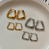 Silver Metal Pleated Hoop Earrings_Cwaje06285