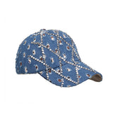 Womens Studded Denim Leopard Baseball Cap Sun Hat Cwah1528
