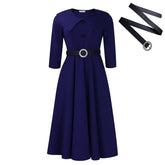 SOLID COLOR FASHIONABLE A LINE PLUS SIZE DRESS_CWDMD3670