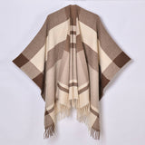 SIMPLE TASSEL PATTERN WIDE HORIZONTAL STRIPE SHAWL_CWASC0939