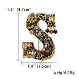 Cwaje2565_Letter Pearl Rhinestone Oil Painting Brooch