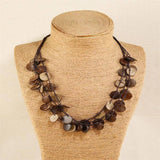 LONG COCONUT SHELL WOOD BEAD VINTAGE NECKLACE_CWMM4401