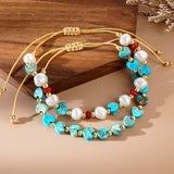 SEMI PRECIOUS STONE IMITATION PEARL HEART BRACELET_CWMM3814
