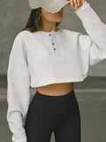 Solid-Color Bat-Sleeved Short Sweatshirt
