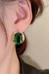 GREEN ZIRCON STUD EARRINGS_CWAJE0293
