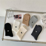 EMBROIDERED MID CALF VERTICAL KNITTED PILE SOCKS_CWMS0944