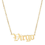 STAINLESS STEEL ZODIAC PENDANT CLAVICLE NECKLACE_CWMM2719