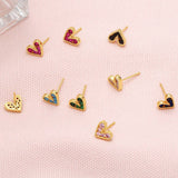 MINI COLORED ZIRCON HEART SHAPED EARRINGS_CWAJE0974