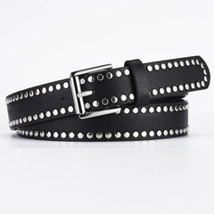 Punk Style Rivet Pin Buckle Pu Belt