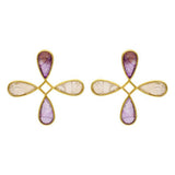 18K GOLD PLATED IRREGULAR COLOR STONE EARRINGS_CWAJE4990