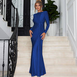 Stylish Slim Dress With Crew Neck And Long Sleeves