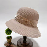 SUMMER SUN PROTECTION BOW STRAW HAT_CWAH3492
