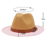 Women Warm Retro Color Matching Belt Panama Hat_Cwah0708