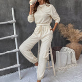 Solid Color Texture Casual Two-Piece Set