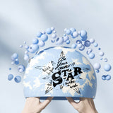 ADULT SILICONE SWIM CAP WATERPROOF STYLISH PRINT_CWMM6719