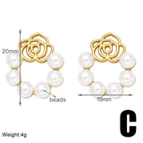 COPPER PLATED 18K GOLD FLOWER PEARL EARRINGS_CWAJE0998