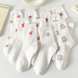 White Small Fresh Fruit Cartoon Bear Stockings_Cwms1398