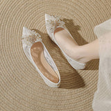 LACE AND RHINESTONE POINTED TOE FLATS_CWSHS0706