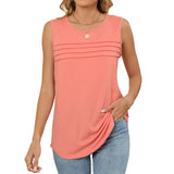 Solid Color Crew Neck Design Sleeveless Vest
