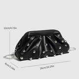 STUDDED DUMPLING CLUTCH CHAIN SHOULDER BAG_CWAB5711
