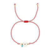 White Eyes Turquoise Red And White Rope Bracelet_Cwmm3797