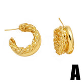 C SHAPED HOLLOW GOLD PLATED EARRINGS_CWAJE1032